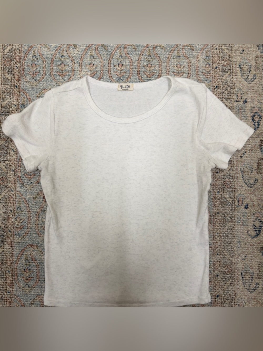 Brandy Melville Light Heather White Short Sleeve Baby Tee